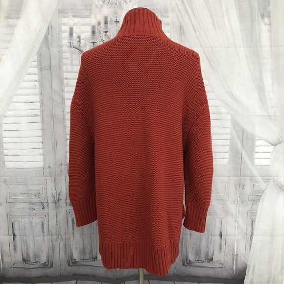 French Connection Size Large Orange Oversized Mock Neck Sweater Pullover Heavy - Picture 2 of 9